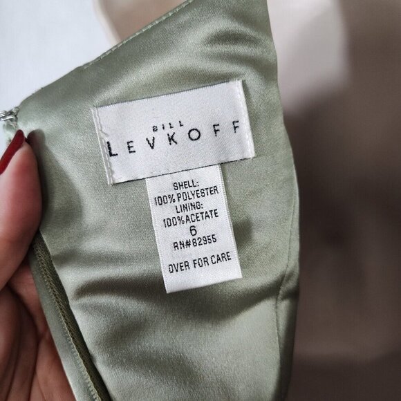 2 pc Bill Levkoff Green Sleeveless Formal Party Dress Gown Women Size 6 - Picture 6 of 9